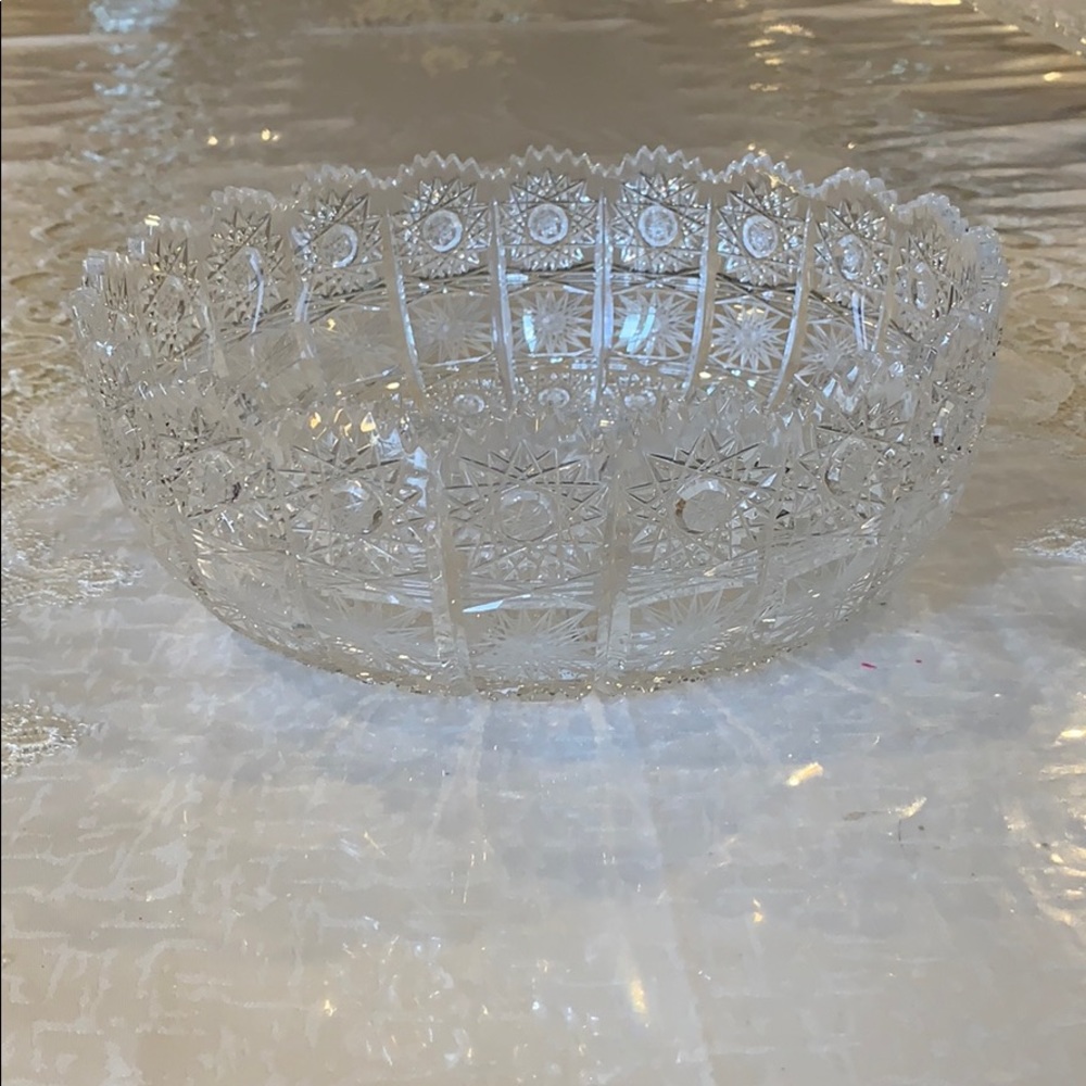Bohemian crystal serving bowl